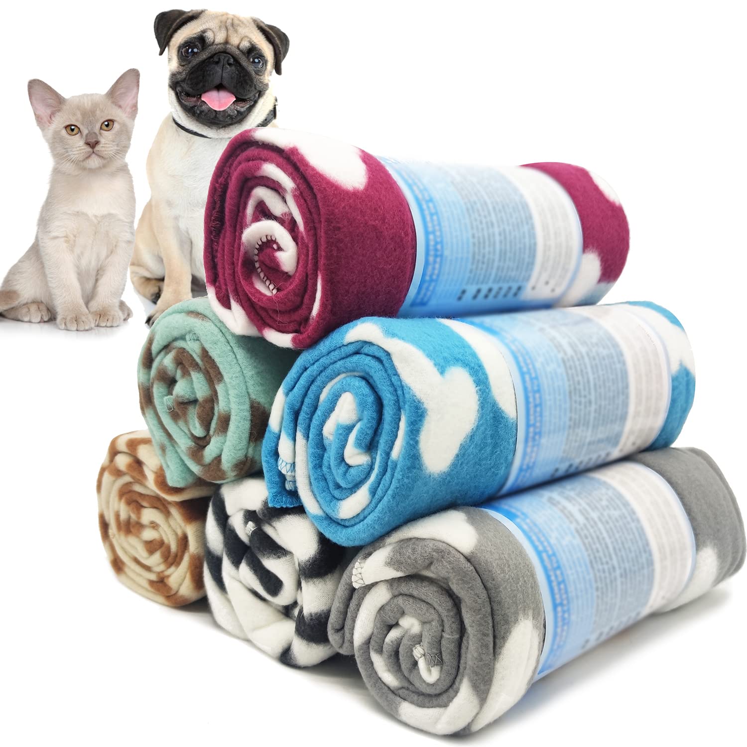 BPS 6 Piece Blanket for Dogs Cats Pets Soft Blanket 2 Sizes to Choose Colours Send to Random (Size M 80 x 80 cm 6 Pieces)