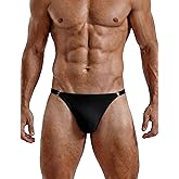 Avidlove Mens Lingerie Sexy Underwear Thong Briefs Low Rise T-back G-string | Stylish Metal O-Rings,Bulge Pouch,Split Back Straps,Elastic Waistband,Smooth &amp; Breathable