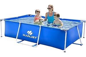 Hanjet Swimming Pools Above Ground for Adults Kids, 8.5ft x 5.6ft x 25.5in Extra Large Blow Up Pool, Full Size Family Swimming Pools for Dog Backyard Garden Home Lawn Indoor Outdoor