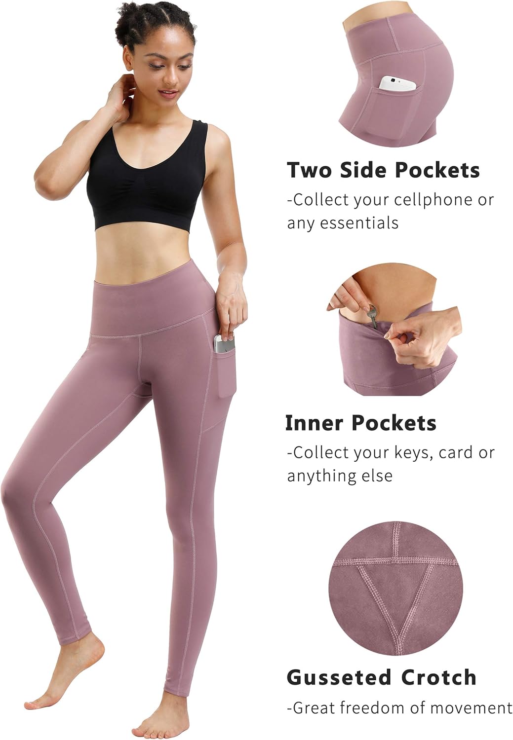Fengbay 2 Pack High Waist Yoga Pants, Pocket Yoga Pants Tummy Control Workout Running 4 Way Stretch Yoga Leggings: Clothing