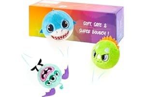 PlayZap Bouncy Balls with Plush Cover - BPA -Free Safe Sensory Toys for Toddlers Kids - 3" Large Size 10 FT High - Christmas Toy Birthday Gift - Ideal Stocking Stuffers for Boys Girls 1-3 3-5 5-8 8-12