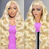 JIEDAOKOU 32 Inch 613 13x6 Lace Front Wig Human Hair Blonde Wig Human Hair 200 Density 613 HD Lace Frontal Wig 13x6 Body Wave Blonde Lace Front Wigs for Women Pre Plucked with Baby Hair