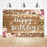 Aperturee 6x4ft Pink Floral Happy Birthday Backdrop