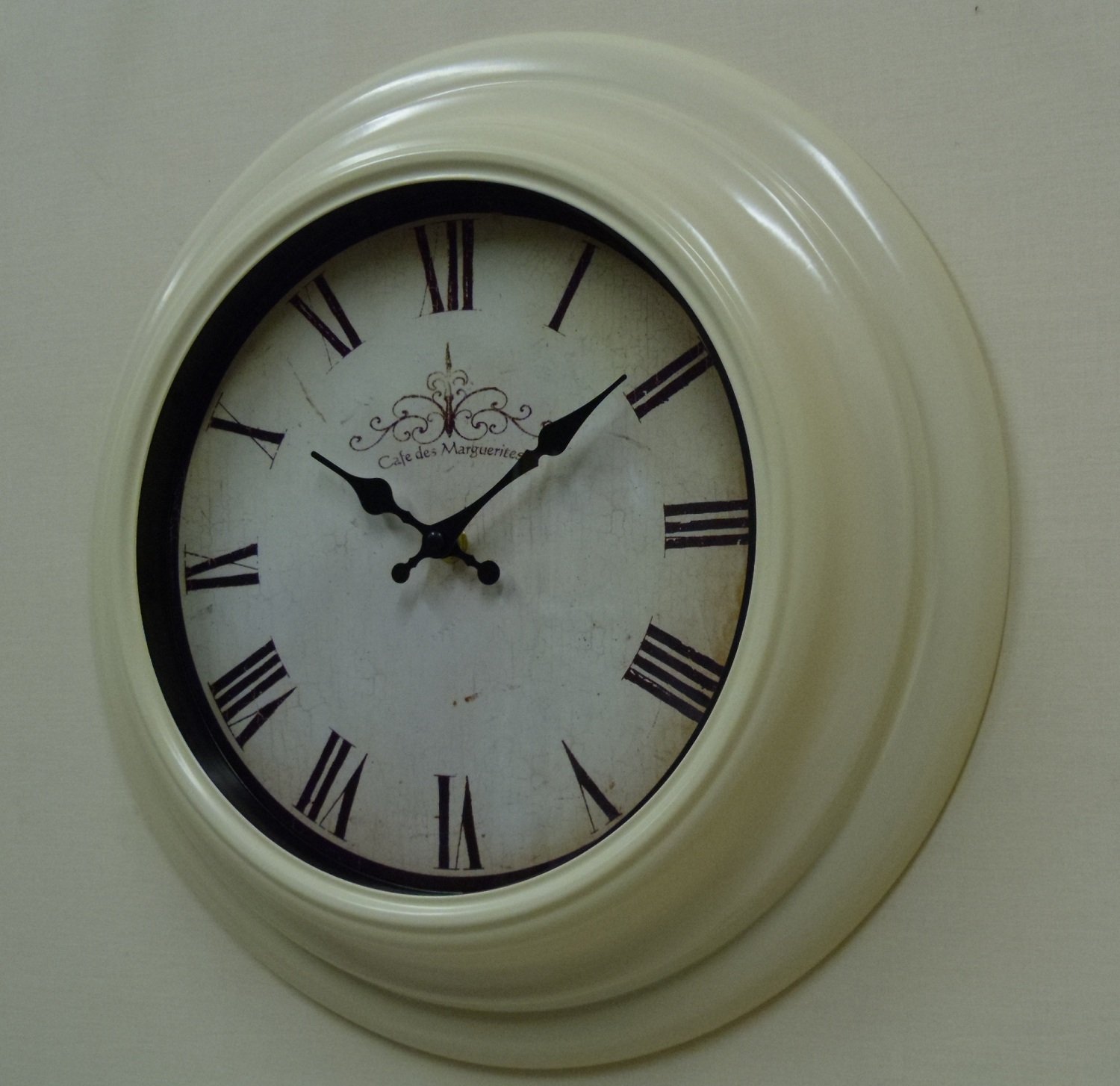 large Cream Wall Clock 'Cafe Des Marguerites' Amazon.co.uk Kitchen & Home
