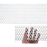 PATIKIL 11.8" x 5.9" 304 Stainless Steel Perforated Sheet, 0.39" Hole 19GA Expanded Metal Mesh Plate Screen Decorative Meshes for Ventilation Grill Smoking