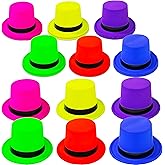 SGBETTER 18 Pcs Neon Top Hats Plastic Top Hat Colorful Magician Hat Party Hats Bulk for Adult Kids Cosplay Party Dress Accessories, 6 Colors