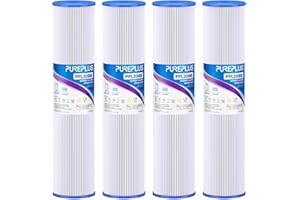 PUREPLUS 5 Micron 20" x 4.5" Whole House Pleated Sediment Filter for Well Water, Replacement Cartridge for ECP20-20BB, AP810-