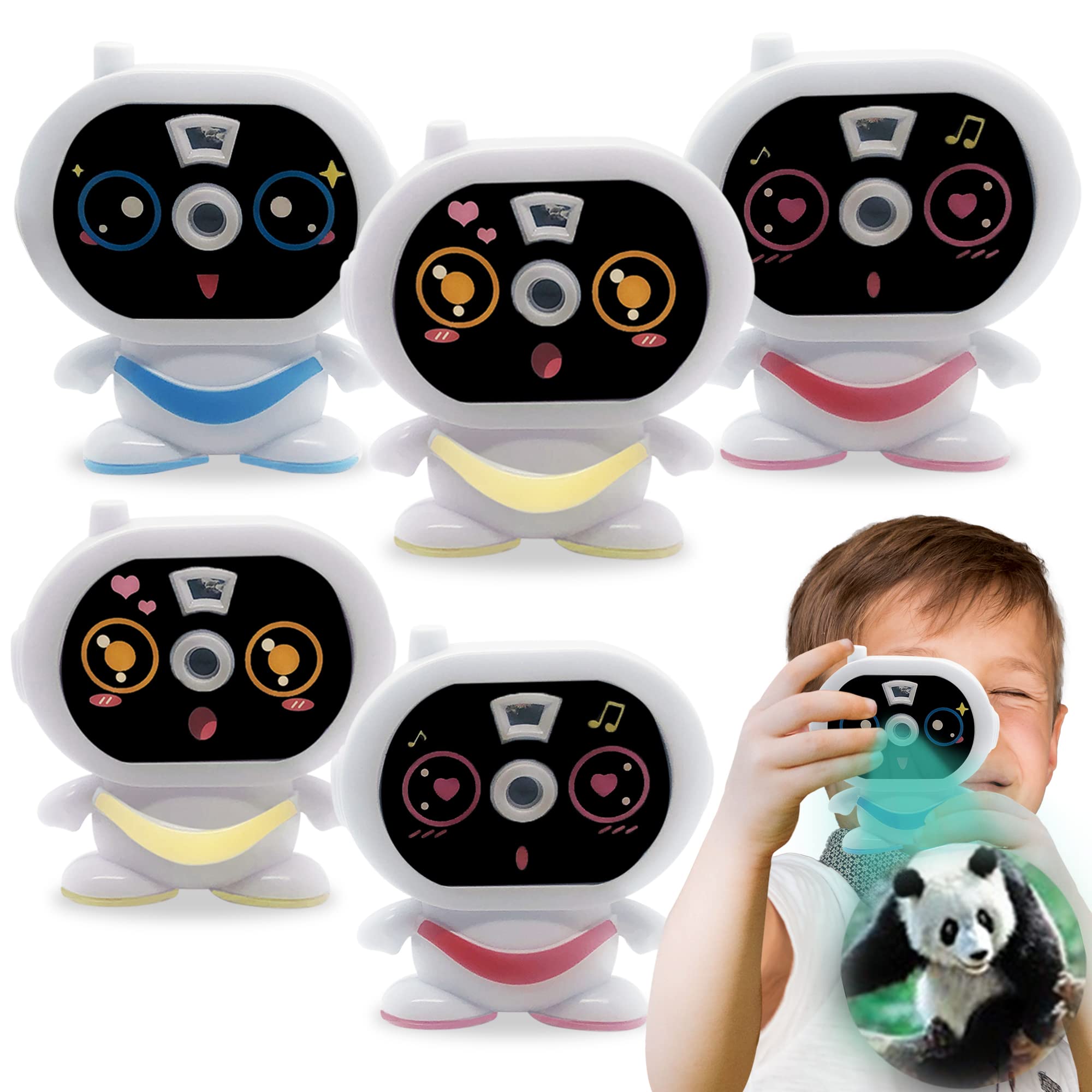 ArtCreativity 2 in 1 Robot Camera Toy Viewfinder with Projector, Set of 6, Battery Operated Projector Wild Animal Slides, Safari Party Favors, Robot Party Supplies, & Wild One Party Favors for Kids