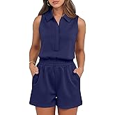 ANRABESS Romper for Womens 2026 Summer Dressy Casual Sleeveless V Neck One Piece Short Jumpsuit Lounge Travel Outfits Clothes