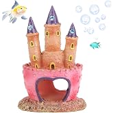 HoneTeek Fish Tank Decorations Pink Castle Aquarium Decorations Resin Fish Cave Hideouts Large Aquarium Decor,Vintage Castle Fish Tank Accessories for Betta Fish Freshwater and Saltwater Fishtanks