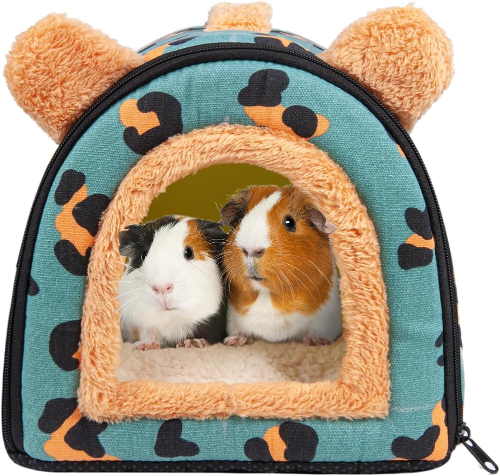 Pantula Blue Leopard Guinea Pig Bed House Cave with Removable Pad