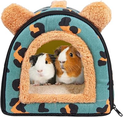 Pantula Blue Leopard Guinea Pig Bed House Cave with Removable Pad