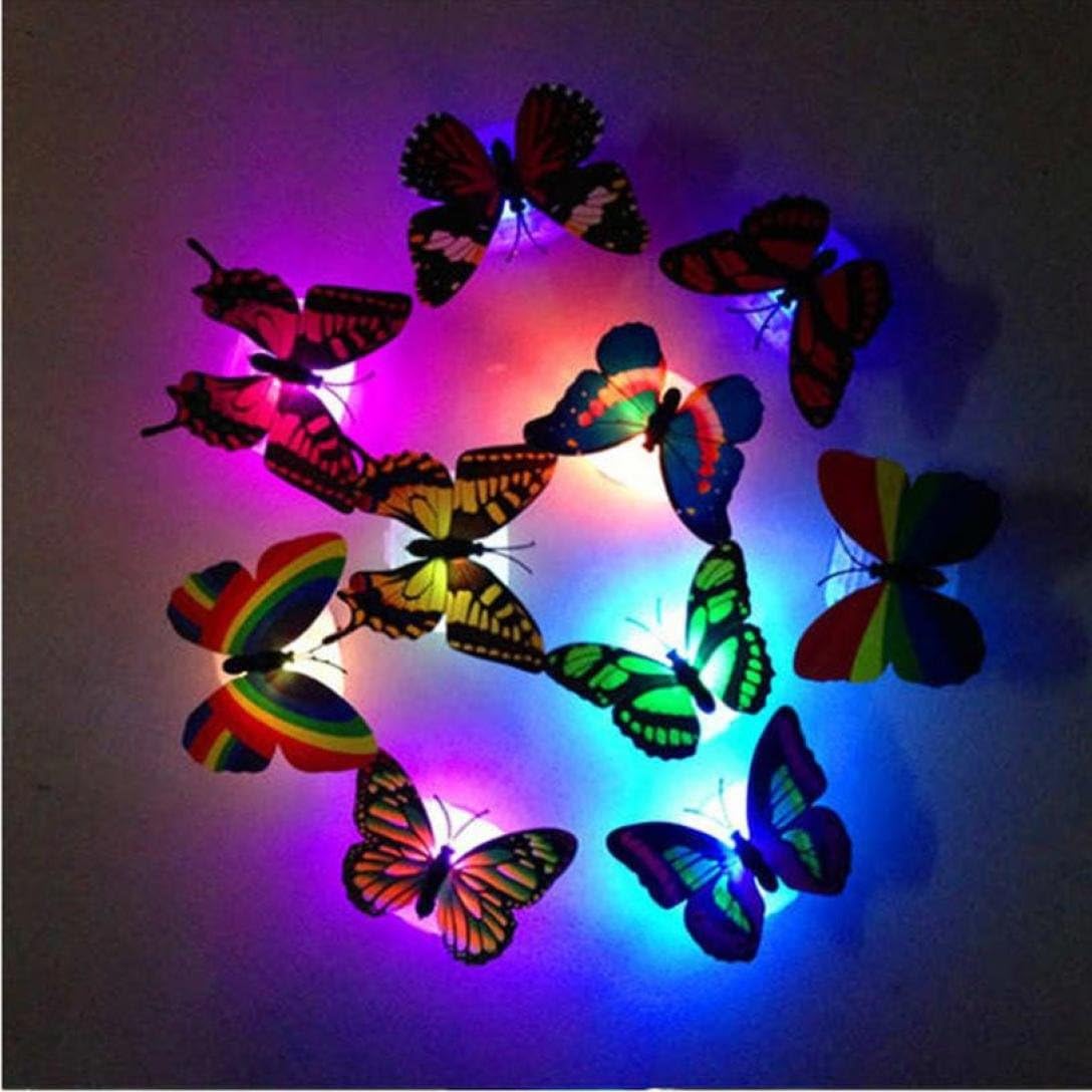 3D Butterfly LED Wall Sticker, Colorful Changing Butterfly LED Night Light Lamp Home Room Party Desk Wall Decor