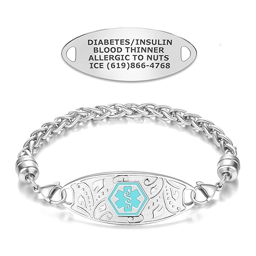 Divoti Custom Engraved Filigree Medical Alert ID Bracelets for