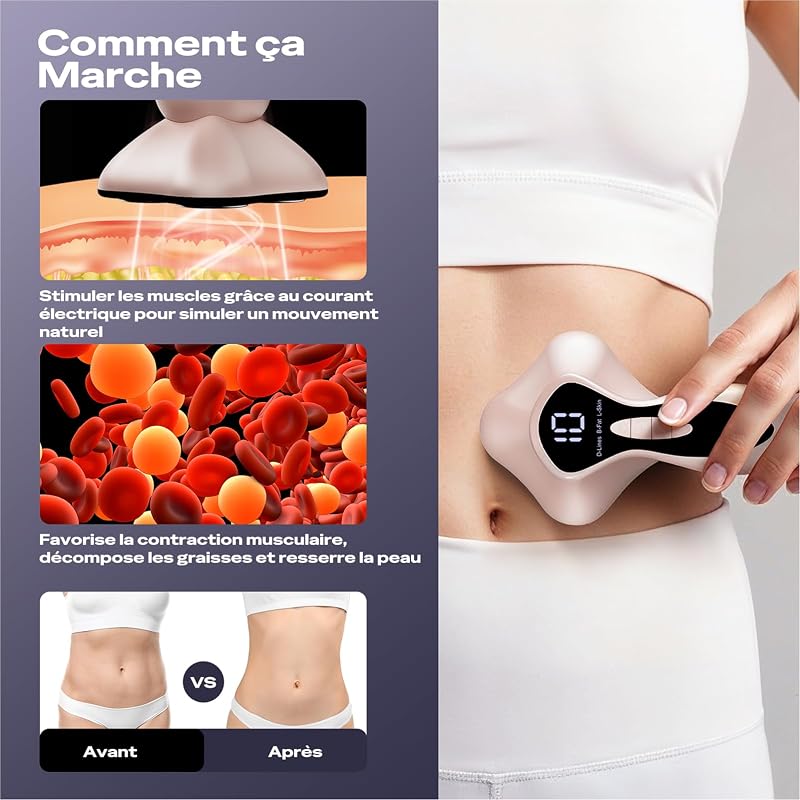 Masseur Anti Cellulite Électriques Appareil Massage, 4 Têtes De Massage, Sans Fil, Lifte, Raffermit Et Masse, Pour Le Ventre, La Taille, Les Bras, Les Jambes Et Les Hanches - Or Rose