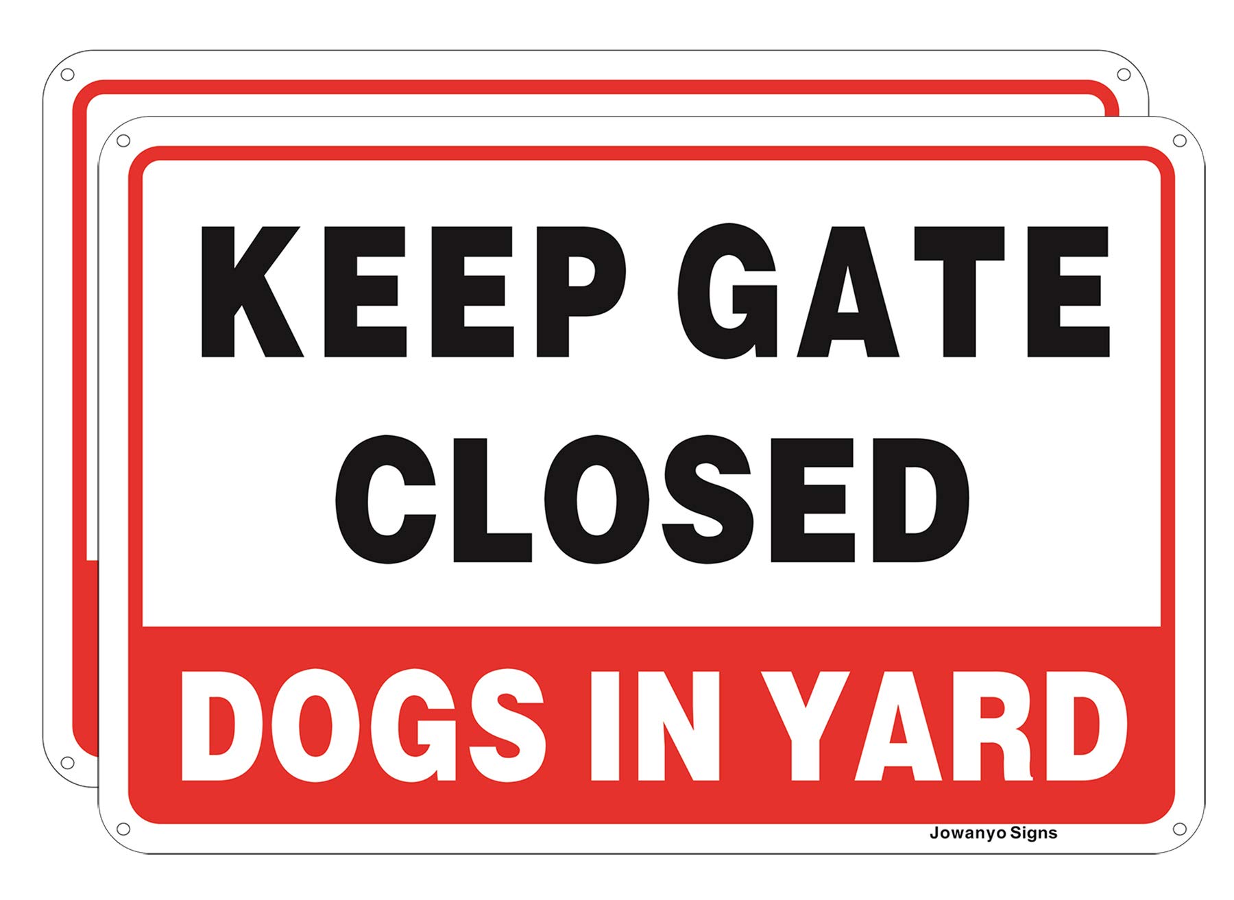 Jowanyo Keep Gate Closed Sign,Dogs in Yard Sign,20 x 30 cm,Reflective Aluminum,Easy to Mount,UV Protected,Weather Resistant,Waterproof,Durable Ink,Outdoor or Indoor Use,2 Pack