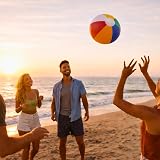 SHATCHI 12 Pcs 20 Inch Inflatable Rainbow Beach Ball Multicolour Pool Toy view 8