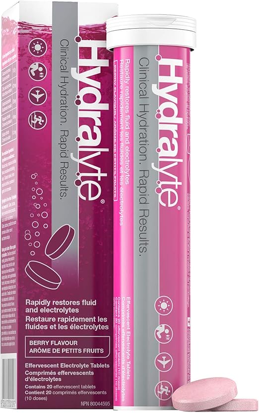 Hydralyte Effervescent electrolytes Tablets berry 20 count Amazon.ca