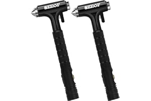 SZEOF 2 Packs Car Window Breaker with Seat Belt Cutter,Car Safety Hammer with Lighting Function, Car Escape Tool, Car Accidents Safety Kit(Black)