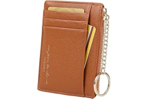 CYNURE Women's 8 Cards Slim Minimalist Card Holder Coin Changes Purse Keychain Front Pocket Wallet