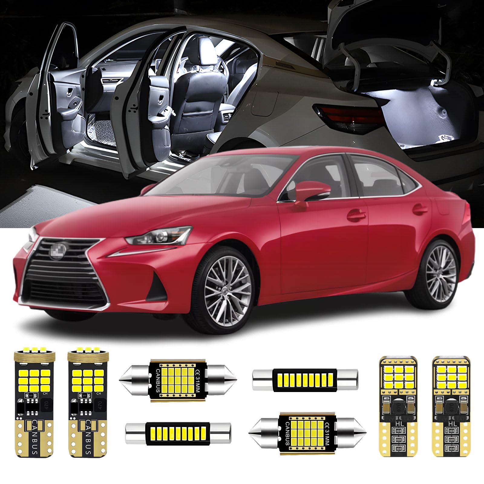 Photo 1 of AENVTOL 19 Pieces Interior LED Lights Kit for Lexus IS300 IS250 IS350 IS200t ISF 2014 2015 2016 2017 2018 2019 2020 White 6000K LED Interior Bulbs Package + License Plate Lights, Install Tool