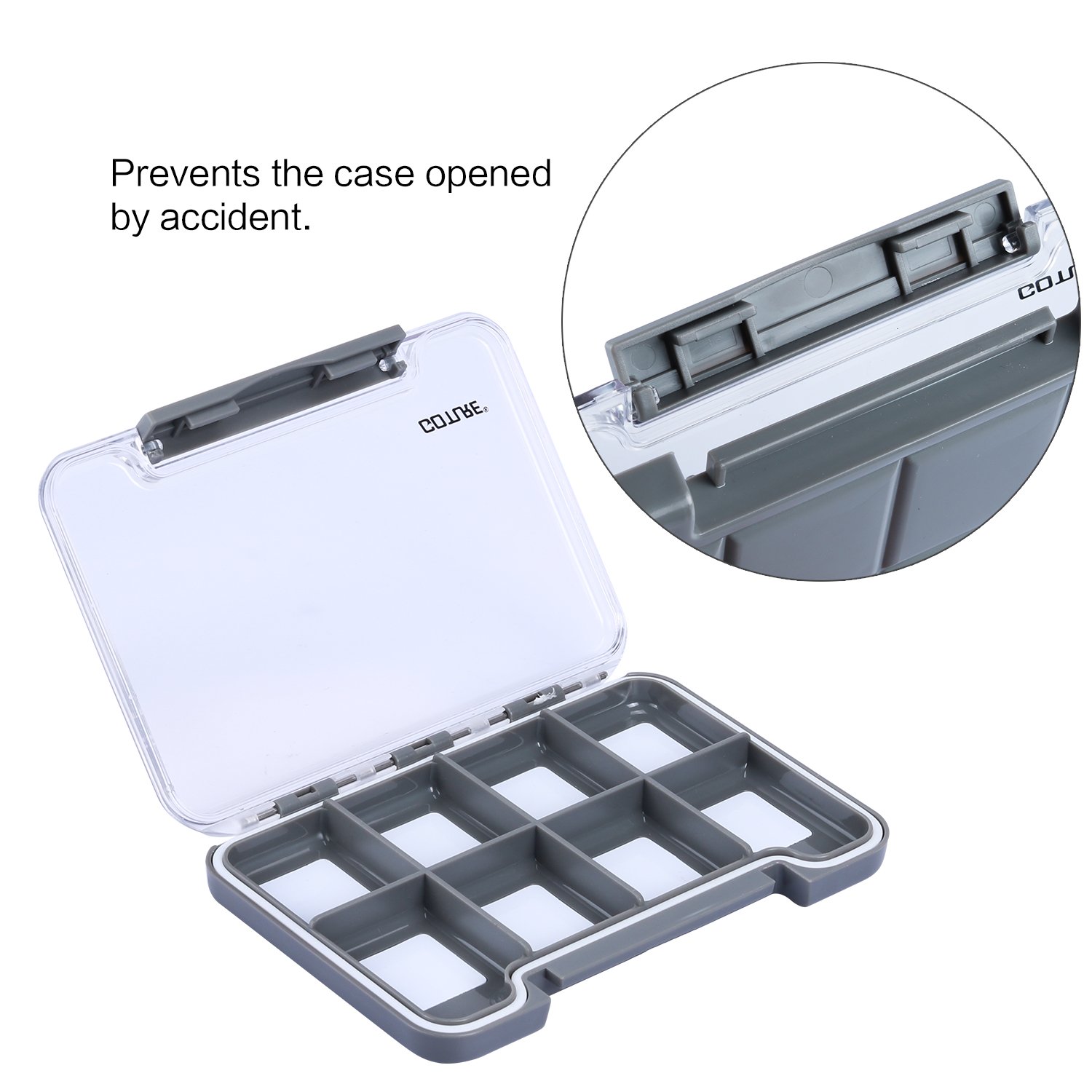 Goture Magnetic Waterproof Fly Fishing Box - High Strength ABS Transparent Lid Fly/Hook Box - Grey