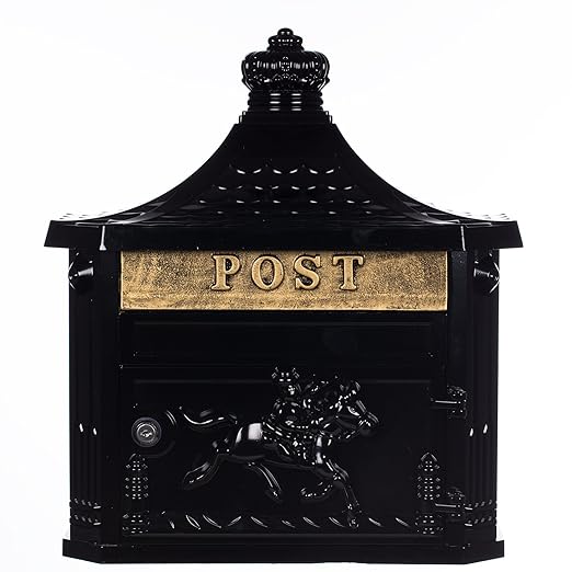 Antiker großer und sehr edler Briefkasten GLY 04 Antik Schwarz