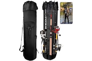 FOUUAAOOU Fishing Rod Bag, Fishing Rod Case Bag with Durable Folding Oxford Fabric, Portable Fishing Bag Fish Rod Storage Bag Fishing Pole Case Bag for Men Fishing Gifts (Black)