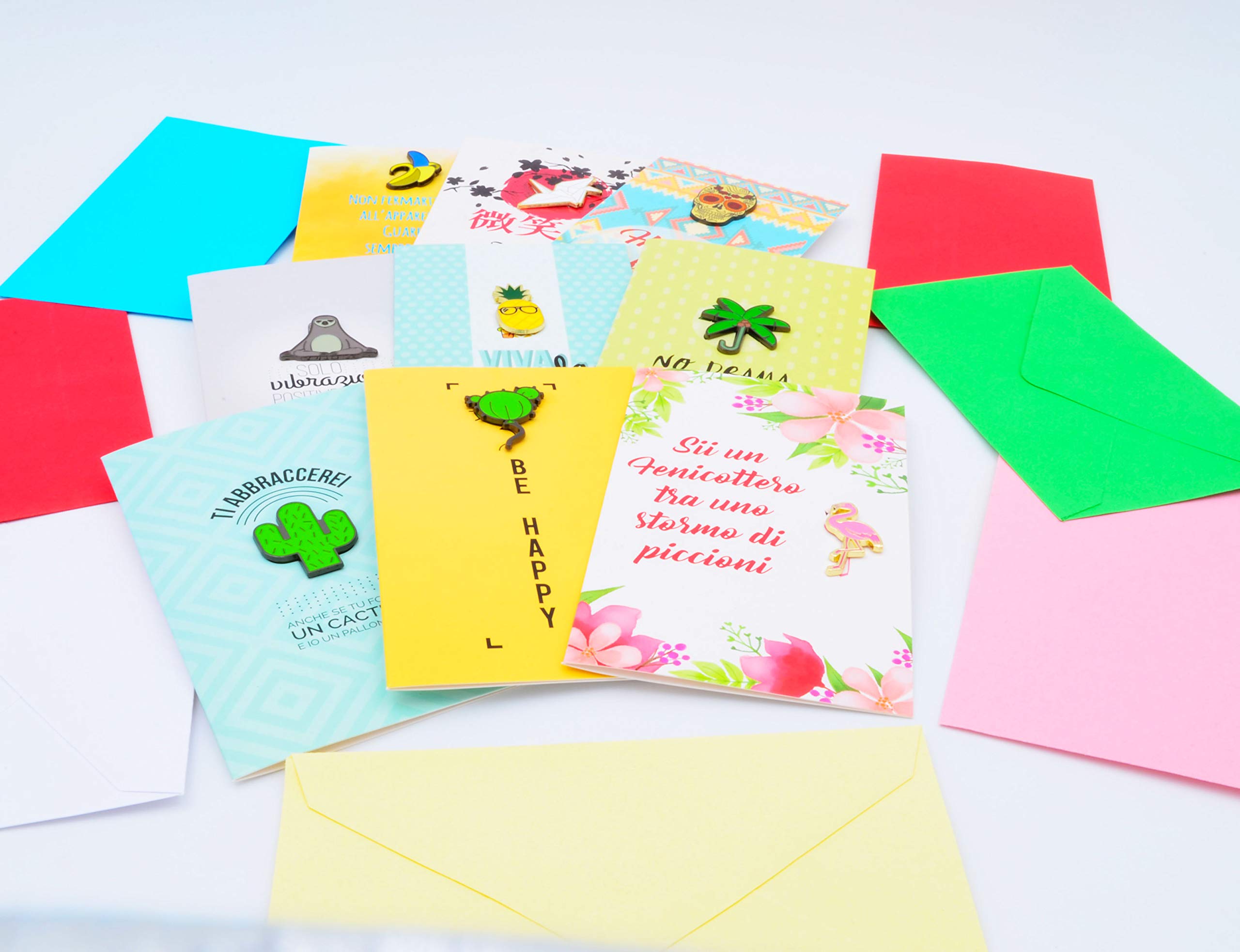 Italian Joy PinApp Cards with Pins Applicated, Assortment Pin App, 9 Pieces