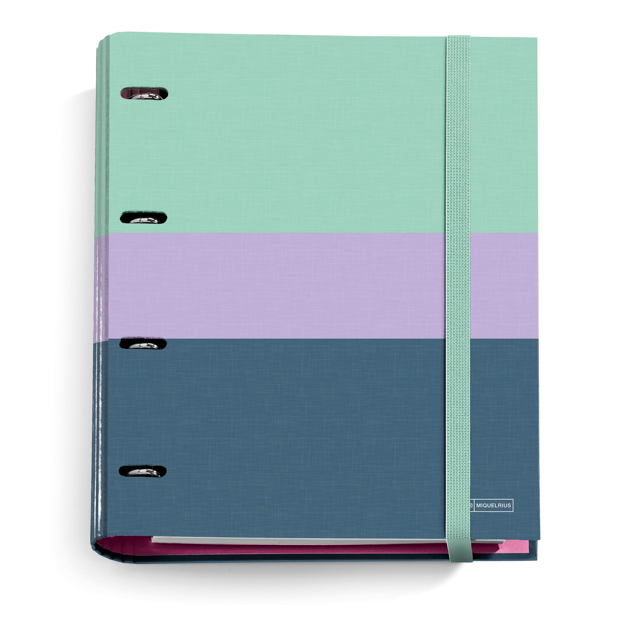 Miquelrius - Rider Purple Collection A4 Ring Binder with 4 Rings + 100 Sheets 70 g/m² Squared 5 mm Squared Elastic Closure
