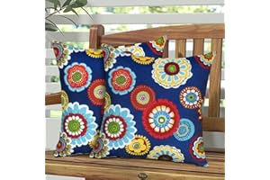 MAGPIE FABRICS Pack of 2 Outdoor Waterproof Throw Pillow Covers 18 x 18 Inch, Decorative Cushion Sham Pillowcase Shell for Garden Patio Tent Balcony Couch Sofa(Heronsbill Navy)