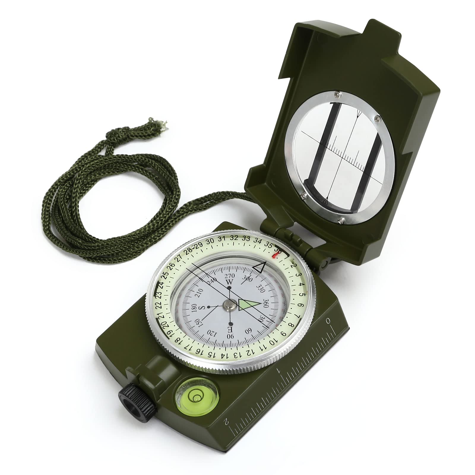 GWHOLE Compass Waterproof Hiking Military Navigation Compass with Pouch Lanyard, English User Guide Included