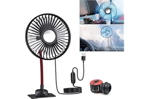 Punasi 2-in 1 USB Portable Fan for Car Camping, Electric Cooling Desk Small Table Fan with Clip and Adhesive Base, 360° Rotat