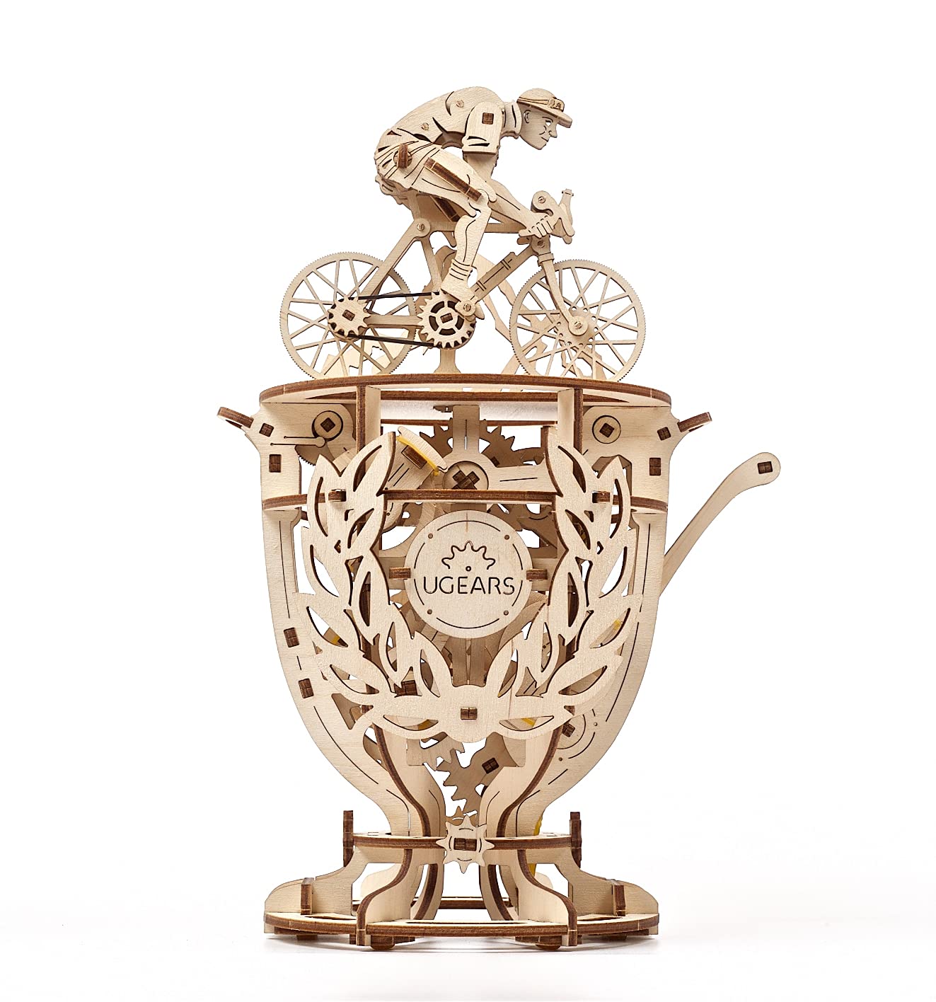 Ugears Automaton Cyclist 3D Puzzle - 3D Wooden Puzzles for Adults - Mechanical Building Set with Moving Parts Tour De France - Wooden Model Kits For Adults To Build Cycling Gifts for Christmas