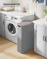 SONGMICS 65L Slim Laundry Basket with Lid Dove Grey LCB506G01 view 2