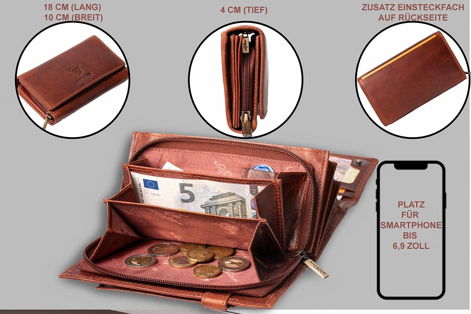 MATADOR Prag Women's Large Leather Wallet with Elegant Gift Packaging Luxury RFID Purse Women's Large Purse Many Compartments Elegant Women's Leather Wallet Large Large - Image 5