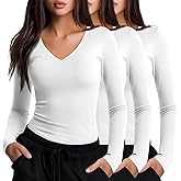 Neer 3 Pack Women Long Sleeve Underscrubs Shirt V Neck Slim Fitted Scrub Undershirts Comfort Nurse Fall Layering Tees Tops