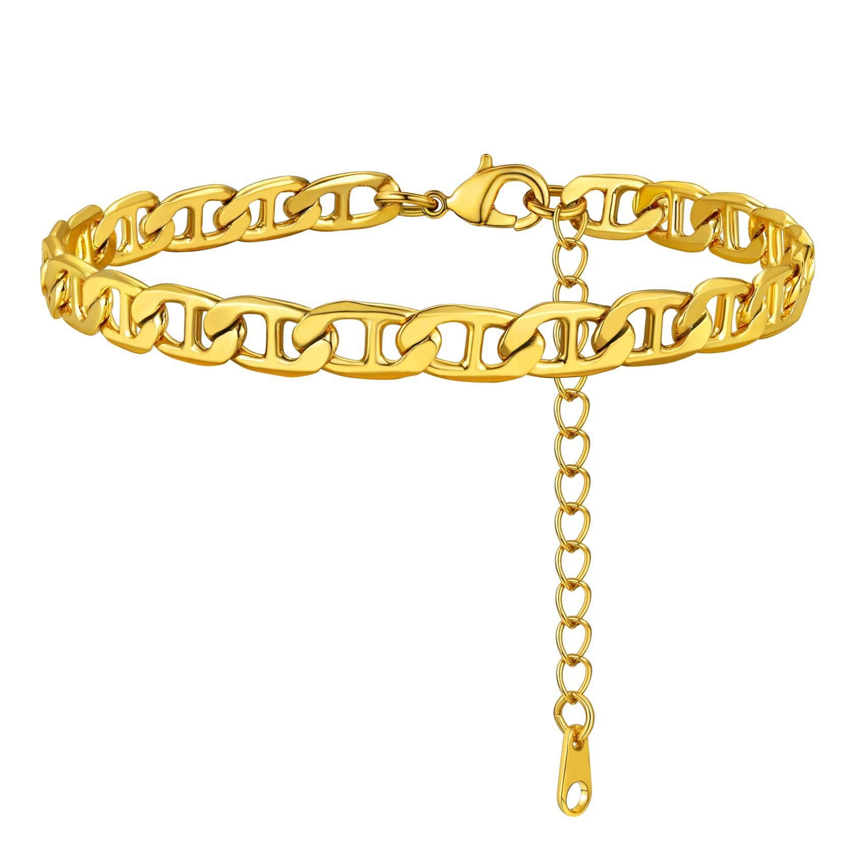 GoldChic Jewelry Flat Mariner Anklet For Women, 6mm Stainless Steel Ankle Bracelet Foot Jewellery, 8.5 inches