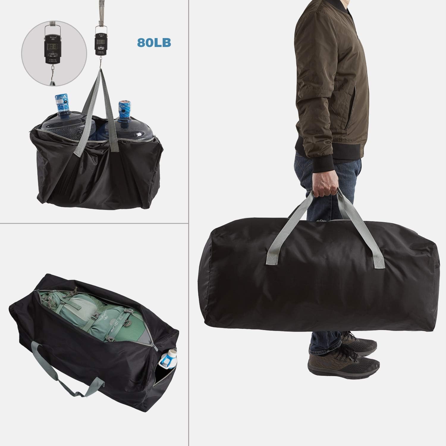  | Foldable Duffel Bag 30" / 75L Lightweight with Water Resistant for Travel | Travel Duffels