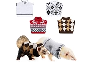 4 Pieces Guinea Pig Clothes Small Animal Rabbit Warm Vest Costume for Ferret, Bunny, Guinea Pig, Squirrel Halloween Party Cos