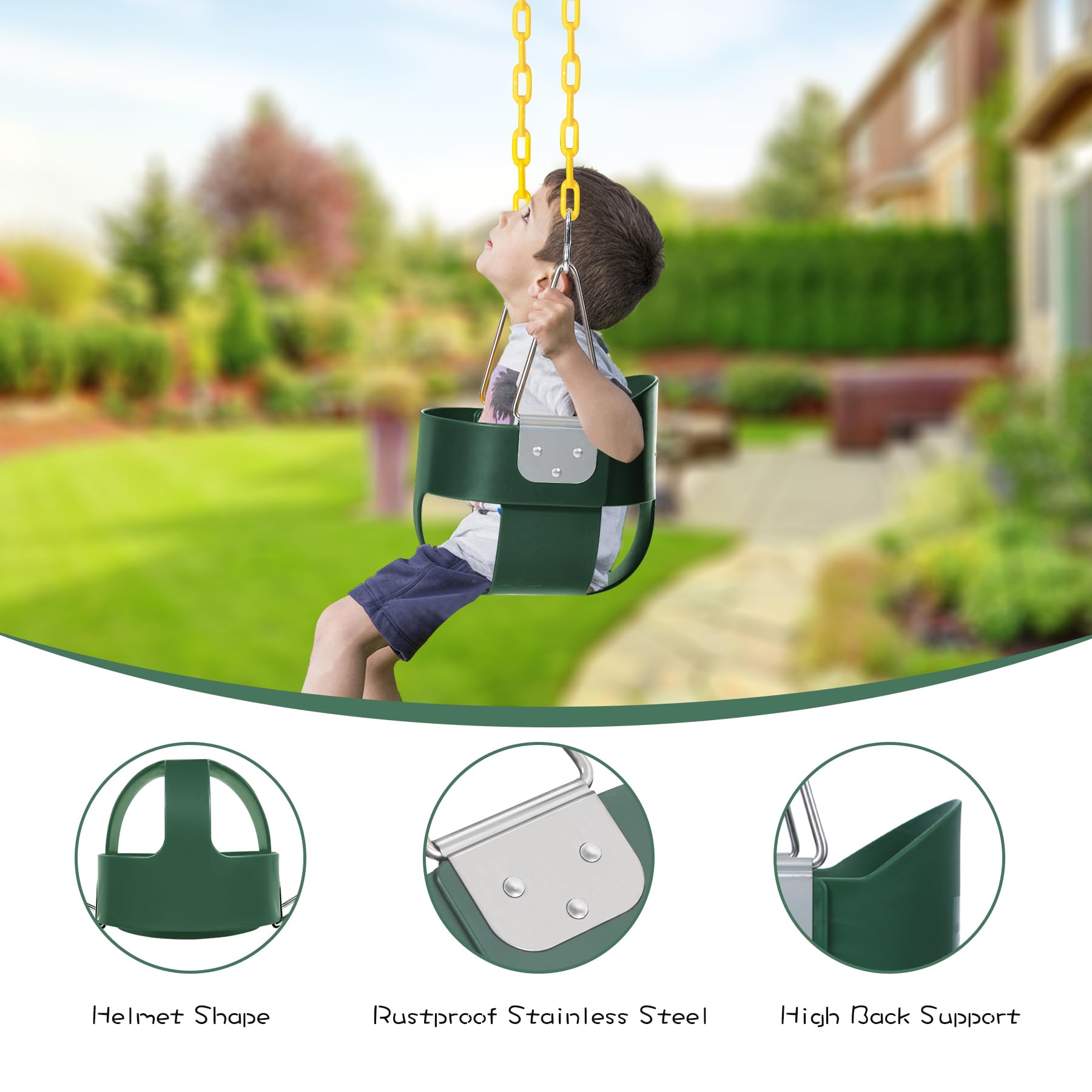 RedSwing High Back Toddler Bucket Swing Seat with Coated Chains, Heavy Duty Kids Swing Seat for Outside, Playground, Backyard, Swing Set Accessories