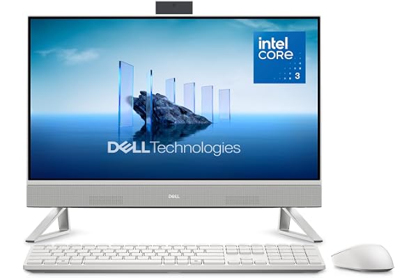 Dell 23.8" All-in-One Desktop, FHD, Intel Core 3 100U, Windows 11 Home | Intel Graphics, 512GB SSD, 8GB, Wi‑Fi 6E, Bluetooth, Keyboard & Mouse, Dolby Atmos Speakers, EC24250
