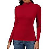 Women's Long Sleeve Shirts Mock Neck Tops 2025 Fall Basic Tees Slim Fit Thermal Layering Top Clothes Outfits
