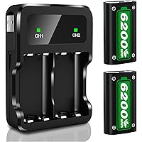 Rechargeable Batteries for Xbox One,Xbox Series X,S, 2x6200mWh Battery Pack for Xbox One S/One X/One Elite Controllers Batter