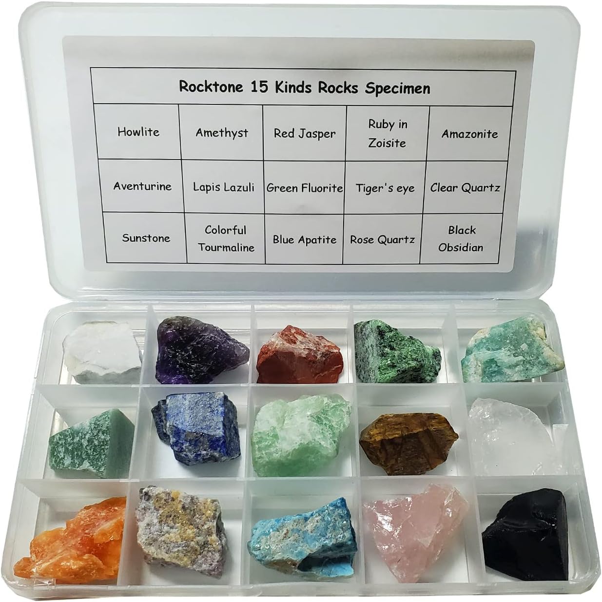 Indoor Fountains & Accessories - Rocktone 15pcs Mini Rough Stones Rocks Specimen Set 0.7''-1.1'' Natural Raw Stones Crystal for Healing, Tumbling, Cabbing, Polishing, Wicca & Reiki,Fountain Rocks,Home Decorations