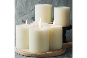 MOSROAD Pillar Candles - 6 Count, 2.8x3 inch | 30 Hours Burning,Ivory Unscented Pillar Candles - Dripless Candles Pillar Perfect for Wedding, Parties, Spas, Home Gatherings and Dinner