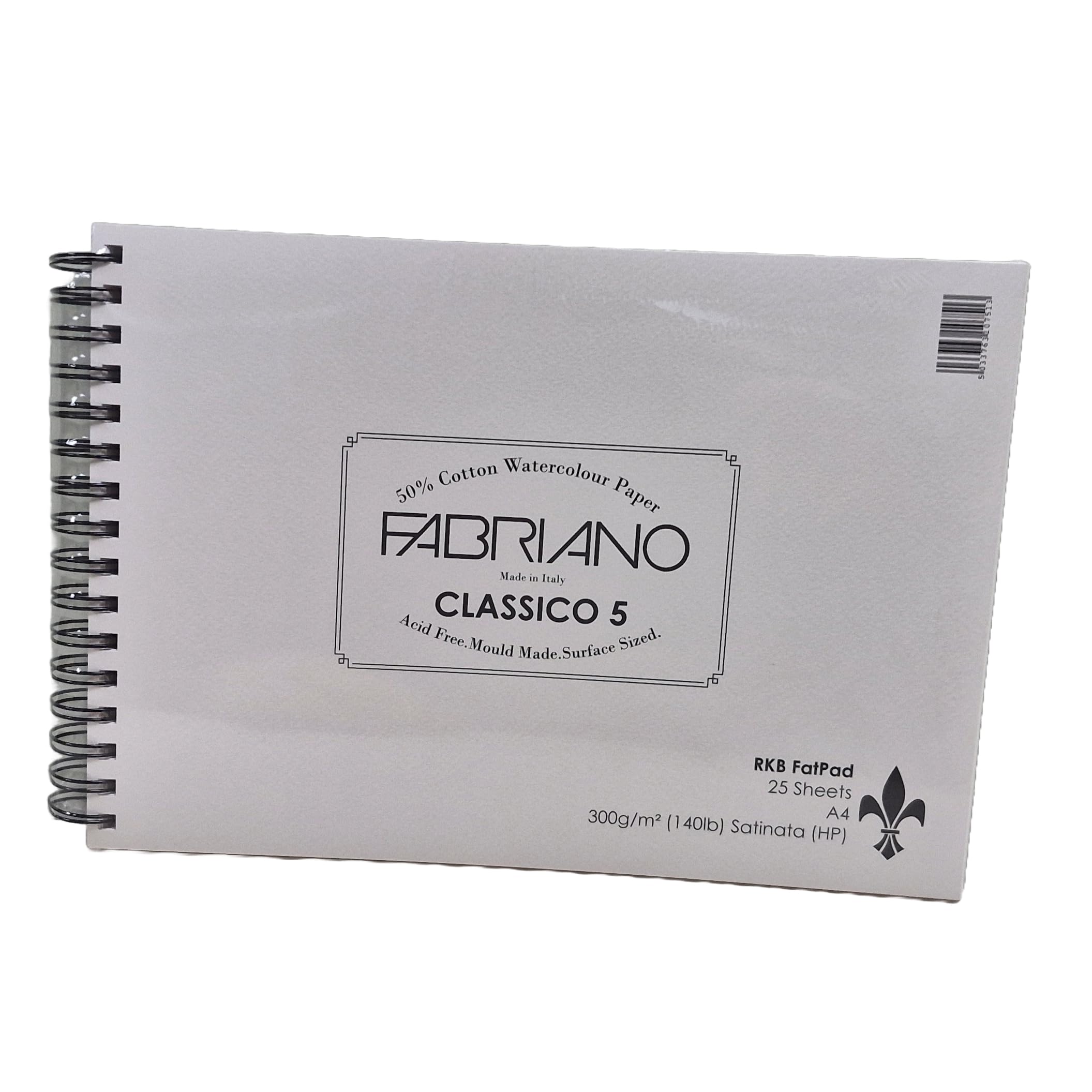 RKB Fat Pad A4 Fabriano Watercolour Pad - 300gsm (140lb) 25 Sheets (New surface finish in 2016)