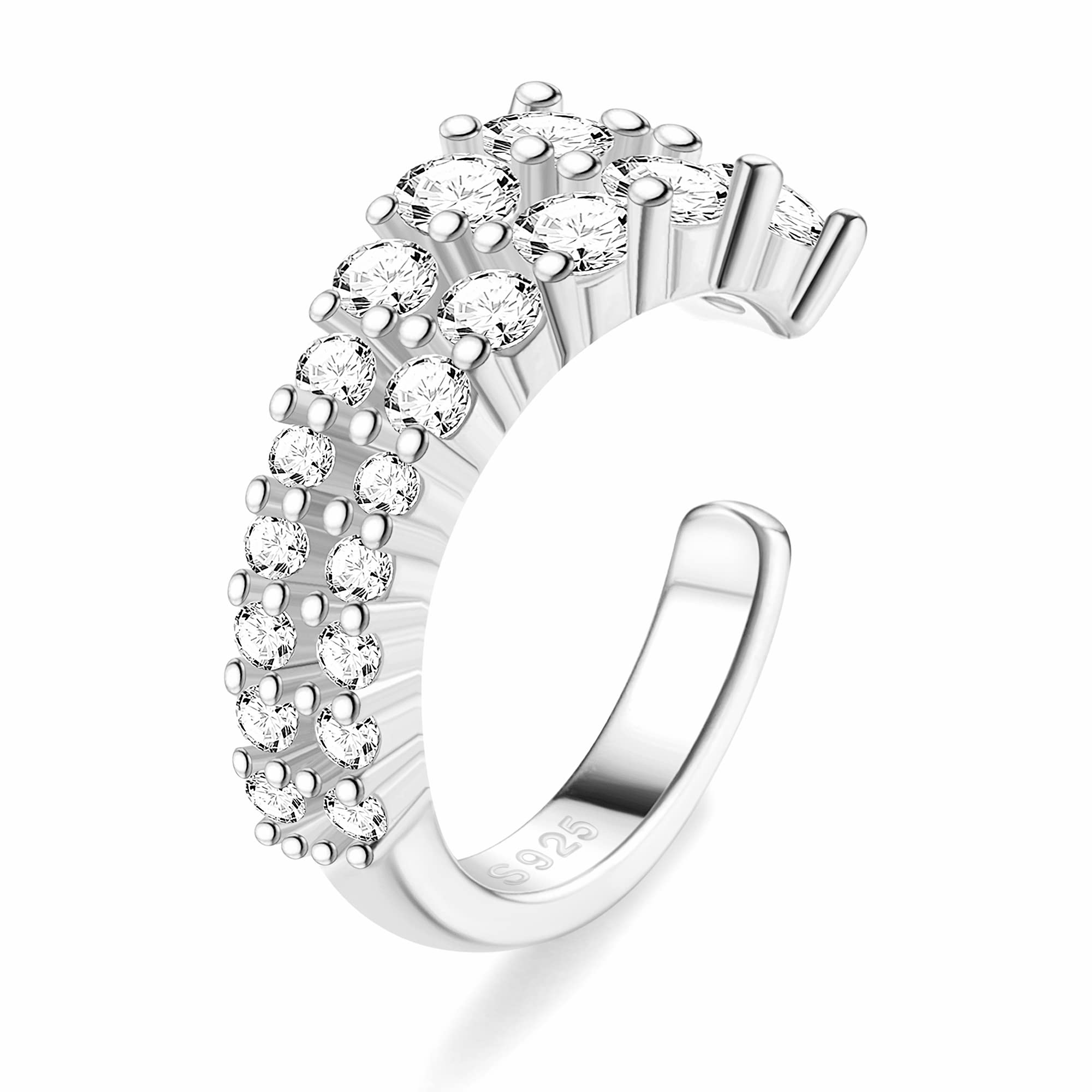 ORAZIO 925 Sterling Silver Ear Cuff Earrings CZ Non-Piercing Fake Helix Cartilage Cuff Earrings Conch Gold Cuffs Earrings for Women Various Styles