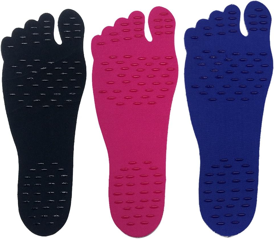 shouldbuy Barefoot Invisible Shoes Foot Stickers Beach Waterproof Anti-Skid Adhesive Feet Pad 2 Pairs(XL, Black)