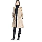 Cashmere Boutique 100% Pure Cashmere Knee Length Topcoat Women – 2 Inseam Side Pockets, Soft & Warm Overcoat